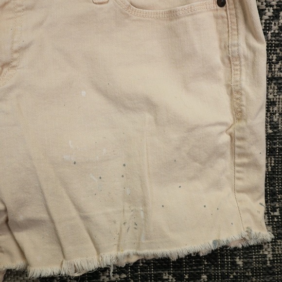 LC Lauren Conrad Women's Denim Shorts Beige Khaki Frayed Hem Casual Size 14 - Picture 5 of 10
